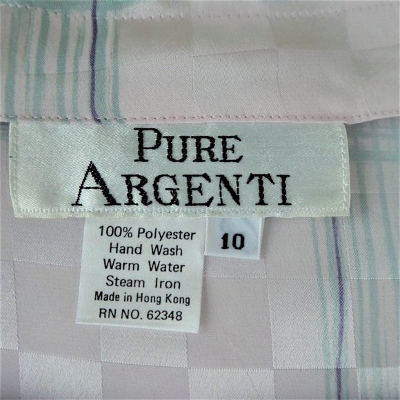 Vintage 80s Argenti Blouse Embossed Jacquard Squares Puff Sleeves Deadstock 10 - Picture 6 of 9